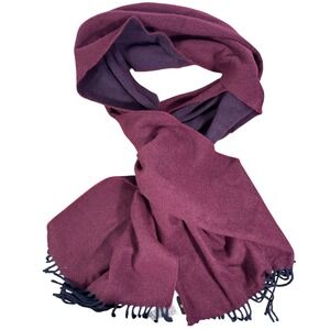 Banana Republic Italian Wool-Cashmere Scarf Burgundy Red Fringe Old Money Unisex